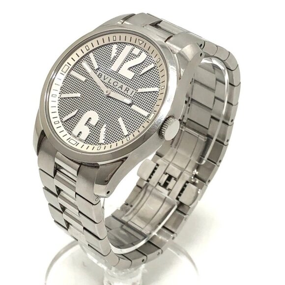 BVLGARI ST42S Solo tempo Quartz Men\'s Watch Round Wristwatch SS Silver main image 12